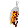 925 Sterling Silver & Genuine Cognac Baltic Amber Exlusive Unique Pendant - PD2290