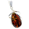 925 Sterling Silver & Genuine Green Baltic Amber Exlusive Unique Pendant - PD2303