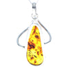 925 Sterling Silver & Genuine Cognac Baltic Amber Exlusive Unique Pendant - PD2304