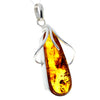 925 Sterling Silver & Genuine Cognac Baltic Amber Exlusive Unique Pendant - PD2304