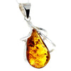 925 Sterling Silver & Genuine Cognac Baltic Amber Exlusive Unique Pendant - PD2305