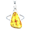 925 Sterling Silver & Genuine Cognac Baltic Amber Exlusive Unique Pendant - PD2306