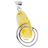 925 Sterling Silver & Genuine Lemon Baltic Amber Exlusive Unique Pendant - PD2316