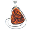 925 Sterling Silver & Genuine Cognac Baltic Amber Exlusive Unique Pendant - PD2318