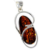 925 Sterling Silver & Genuine Green Baltic Amber Exlusive Unique Pendant - PD2323