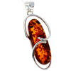 925 Sterling Silver & Genuine Cognac Baltic Amber Exlusive Unique Pendant - PD2324