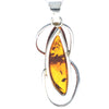 925 Sterling Silver & Genuine Cognac Baltic Amber Exlusive Unique Pendant - PD2325