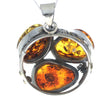 925 Sterling Silver & Genuine Mix Baltic Amber Exlusive Unique Pendant - PD2326