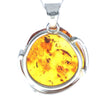 925 Sterling Silver & Genuine Cognac Baltic Amber Exlusive Unique Pendant - PD2345