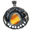 925 Sterling Silver & Genuine Lemon Baltic Amber Exlusive Unique Pendant - PD2363