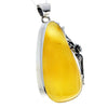 925 Sterling Silver & Genuine Lemon Baltic Amber Exlusive Unique Pendant - PD2369