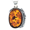 925 Sterling Silver & Genuine Cognac Baltic Amber Exlusive Unique Pendant - PD2388