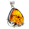 925 Sterling Silver & Genuine Cognac Baltic Amber Exlusive Unique Pendant - PD2391