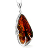 925 Sterling Silver & Genuine Green Baltic Amber Exlusive Unique Pendant - PD2399