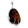 925 Sterling Silver & Genuine Green Baltic Amber Exlusive Unique Pendant - PD2400