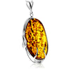 925 Sterling Silver & Genuine Cognac Baltic Amber Exlusive Unique Pendant - PD2401