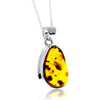 925 Sterling Silver & Genuine Cognac Baltic Amber Exlusive Unique Pendant - PD2413