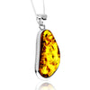 925 Sterling Silver & Genuine Cognac Baltic Amber Exlusive Unique Pendant - PD2415