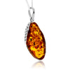 925 Sterling Silver & Genuine Cognac Baltic Amber Exlusive Unique Pendant - PD2433