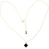 925 Sterling Silver Gold Plated Black Clover Necklace - CH-1022-GP-N