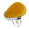 925 Sterling Silver & Genuine Lemon Baltic Amber Unique Ring - RG0658