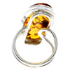 925 Sterling Silver & Genuine Cognac Baltic Amber Unique Ring - RG0670