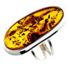 925 Sterling Silver & Genuine Cognac Baltic Amber Unique Ring - RG0670