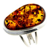 925 Sterling Silver & Genuine Cognac Baltic Amber Unique Ring - RG0671