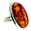 925 Sterling Silver & Genuine Cognac Baltic Amber Unique Ring - RG0678