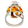 925 Sterling Silver & Genuine Cognac Baltic Amber Unique Ring - RG0711