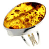 925 Sterling Silver & Genuine Cognac Baltic Amber Unique Ring - RG0712