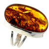 925 Sterling Silver & Genuine Cognac Baltic Amber Unique Ring - RG0713