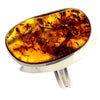 925 Sterling Silver & Genuine Cognac Baltic Amber Unique Ring - RG0713