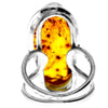 925 Sterling Silver & Genuine Cognac Baltic Amber Unique Exclusive Adjustable Ring - RG0754