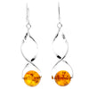 925 Sterling Silver & Genuine Baltic Amber Elegant Drop Dangling Earrings - TBE2