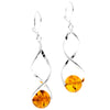 925 Sterling Silver & Genuine Baltic Amber Elegant Drop Dangling Earrings - TBE2