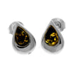 925 Sterling Silver & Genuine Baltic Amber Little Pears Studs Earrings  - K173