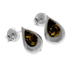 925 Sterling Silver & Genuine Baltic Amber Little Pears Studs Earrings  - K173