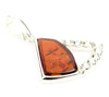 925 Steling Silver & Genuine Baltic Amber with Cubic Zirconia's Modern Pendant - AC214