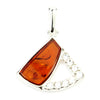 925 Steling Silver & Genuine Baltic Amber with Cubic Zirconia's Modern Pendant - AC214