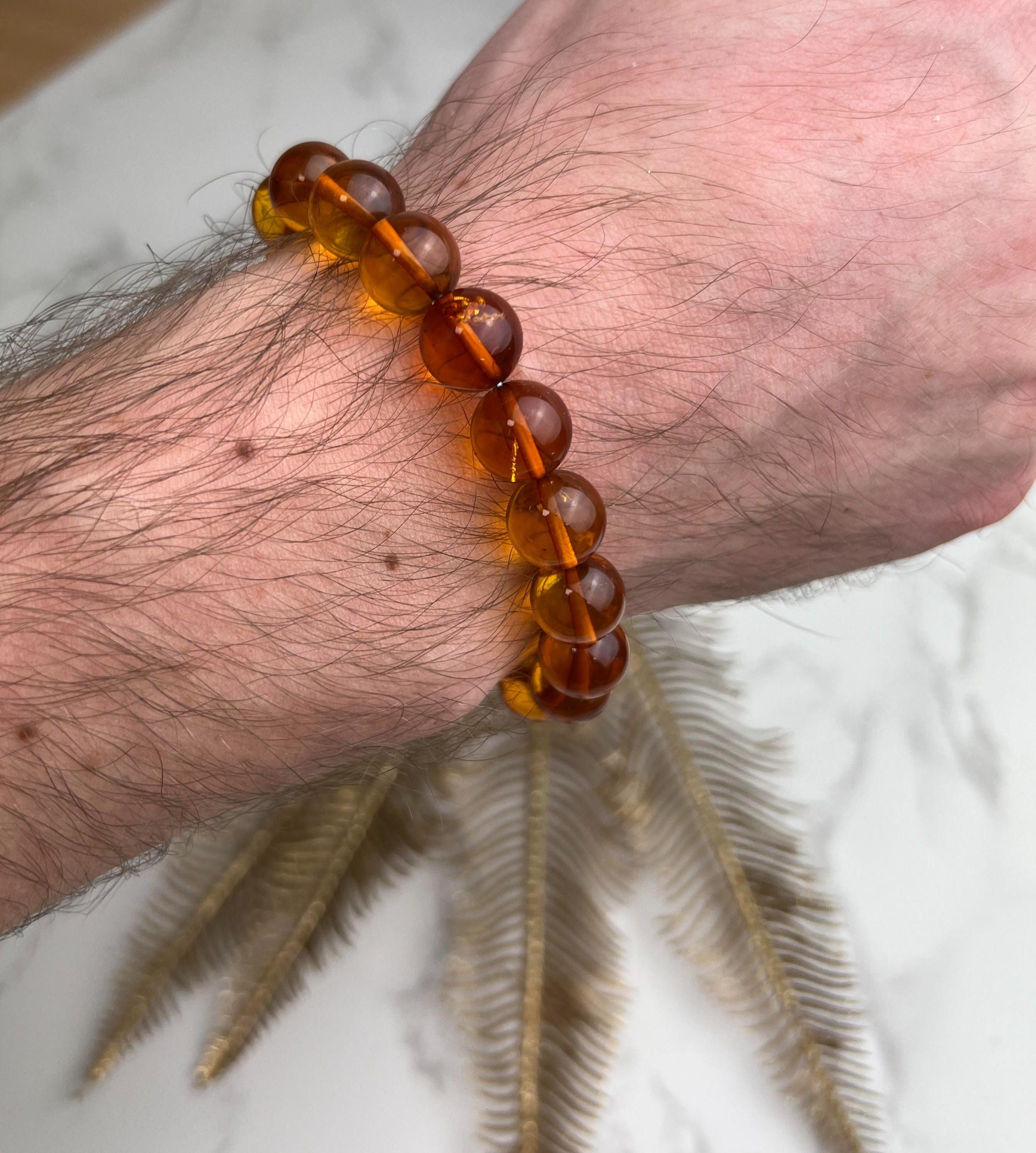 Genuine Baltic Amber Elastic Bracelet Unisex - Perfect balls 12-12 mm - BT0170