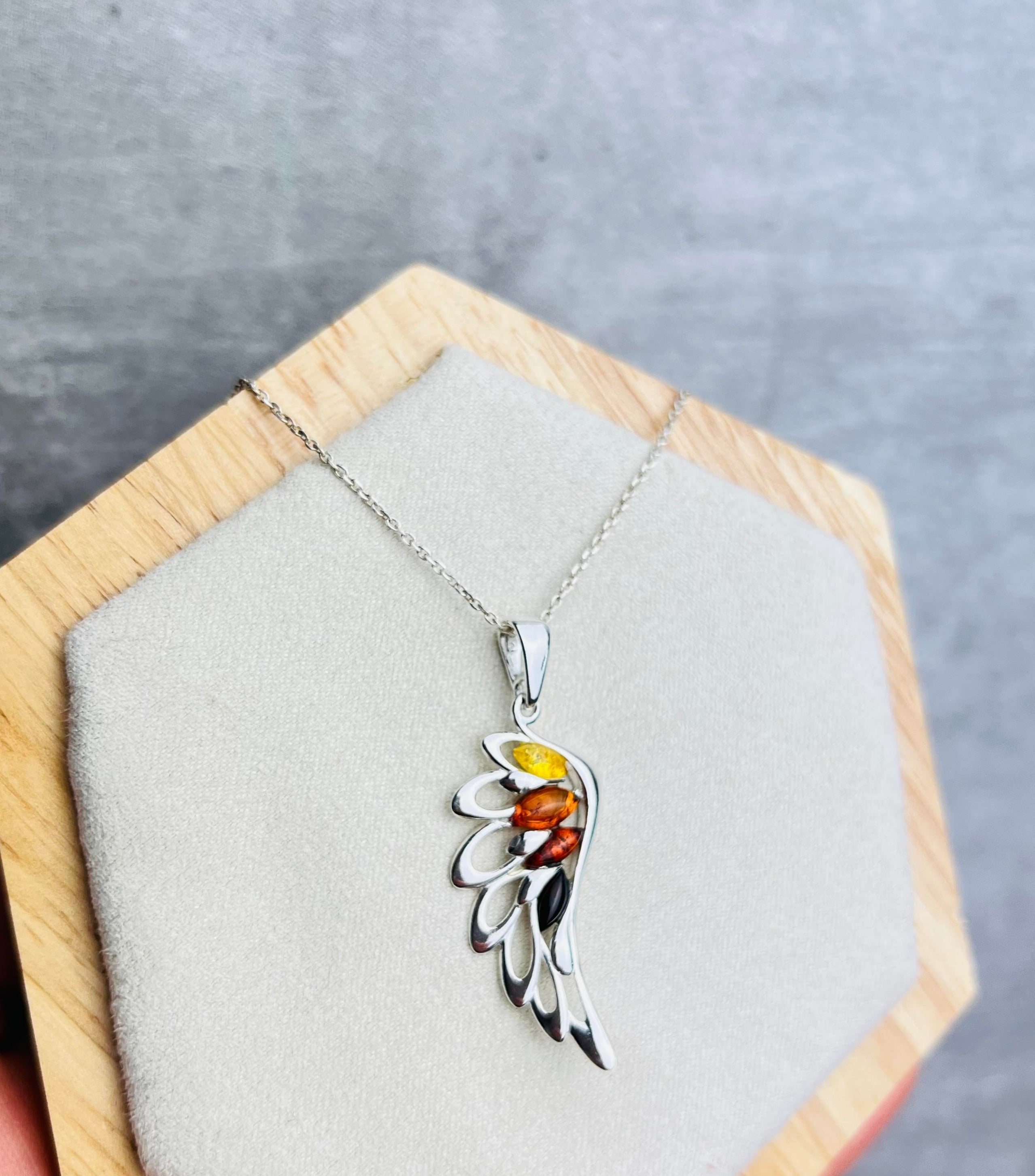 925 Sterling Silver Lucky Angel Wing with Baltic Amber - GL367