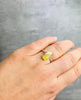 925 Sterling Silver & Genuine Baltic Amber Rectangular Modern Adjustable Ring - GL418A