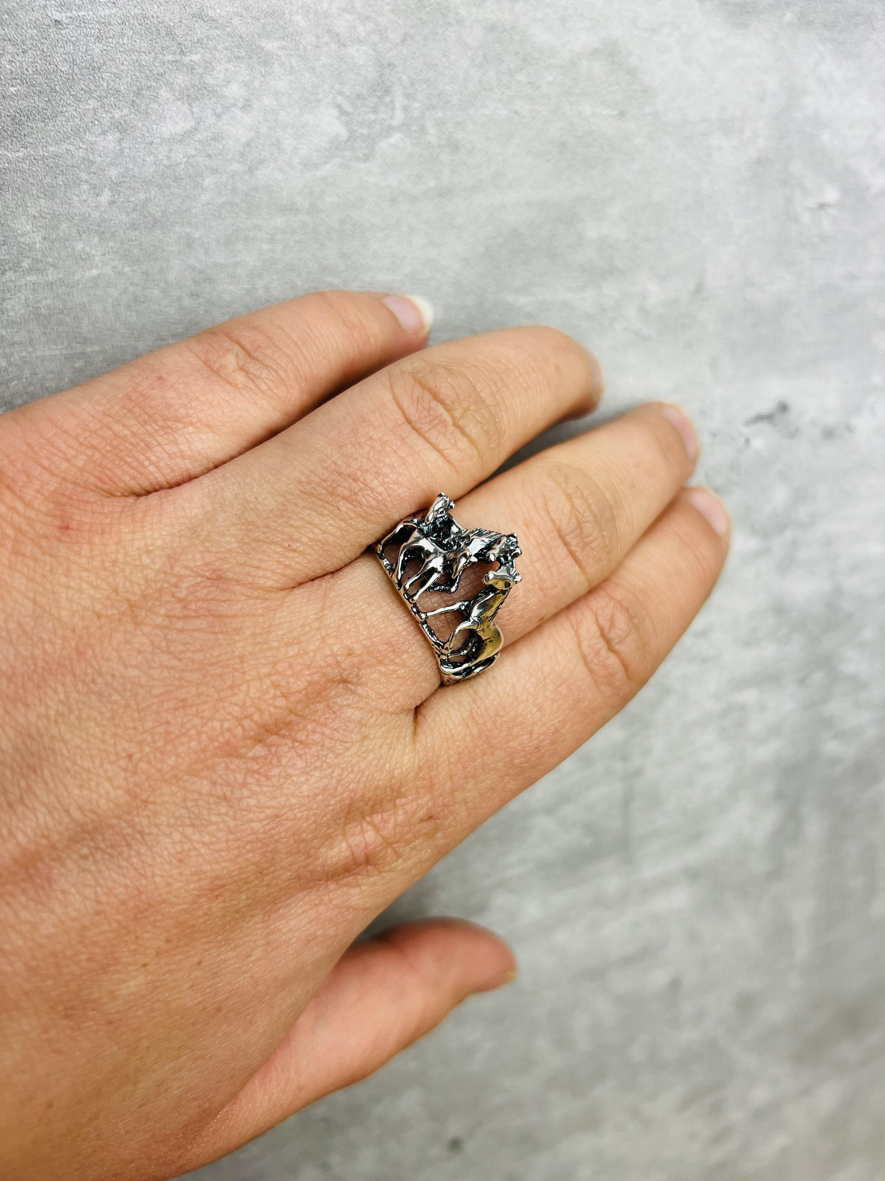 925 Sterling Silver Herd of Horses  Ring - GS401